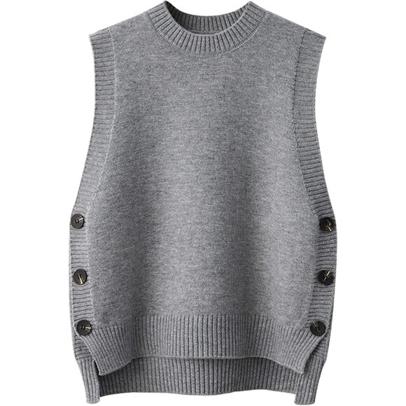 Other - Women's Sleeveless Knit Sweater Vest Casual Crew Neck Ribbed Loose Fit Top